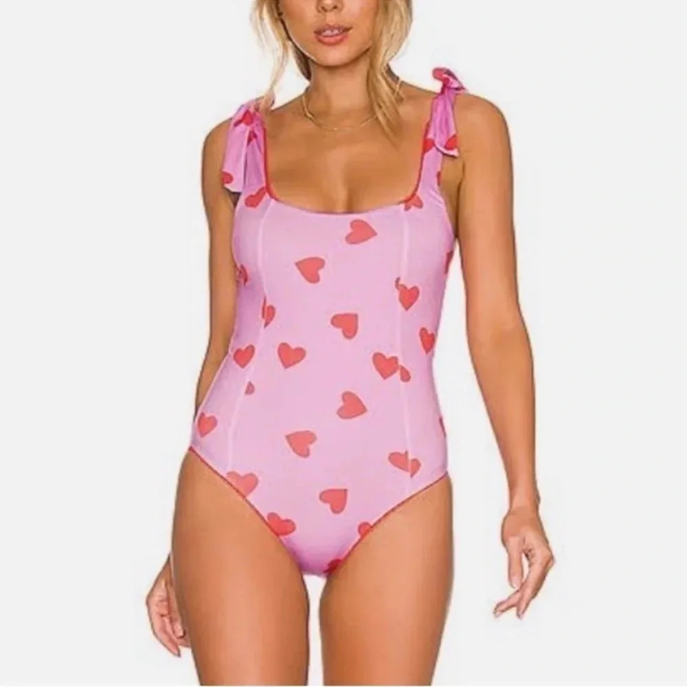 New Beach Riot Sydney Hearts One-Piece Swimsuit Pink XL
